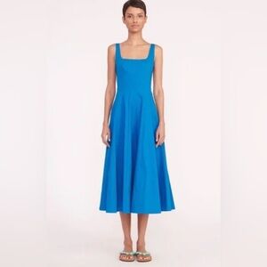 STAUD Wells Dress - Island Blue Midi Dress